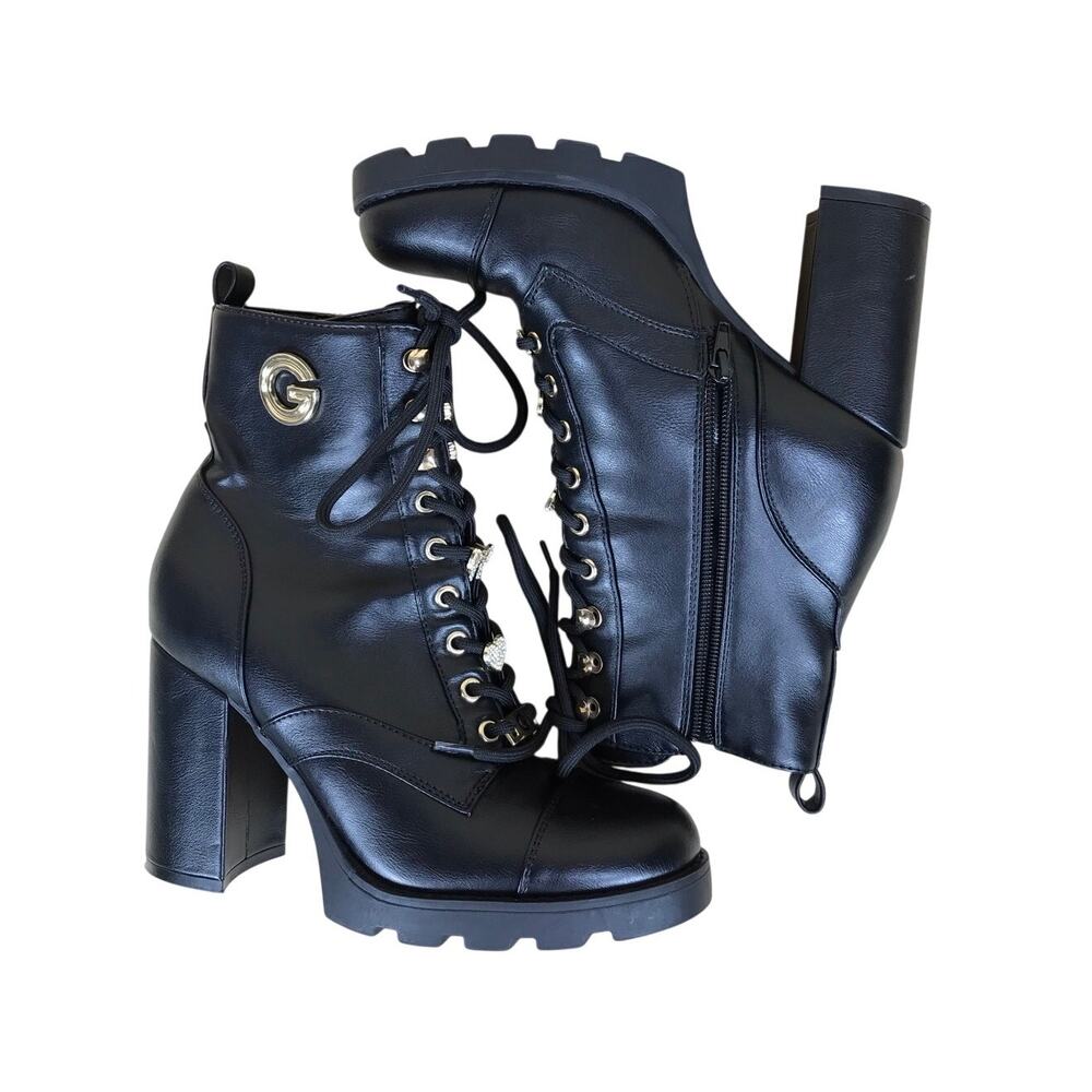 GBG Los Angeles Combat Boots Women’s 9 Black Platform Chunky Heel Lace Up